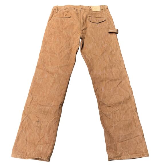 SoSo Custom Workwear Pants Brown Carpenter Utility Tool Pocket 34x33 Raw HEAVY - Picture 2 of 5